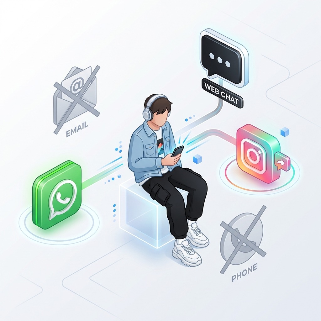 Modern 3D isometric illustration showing a Gen Z teenager at the center connected to multiple floati