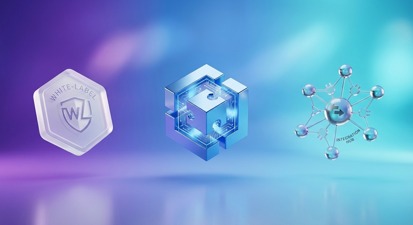 Gradient Abstract: smooth purple to blue to cyan transition. Floating geometric 