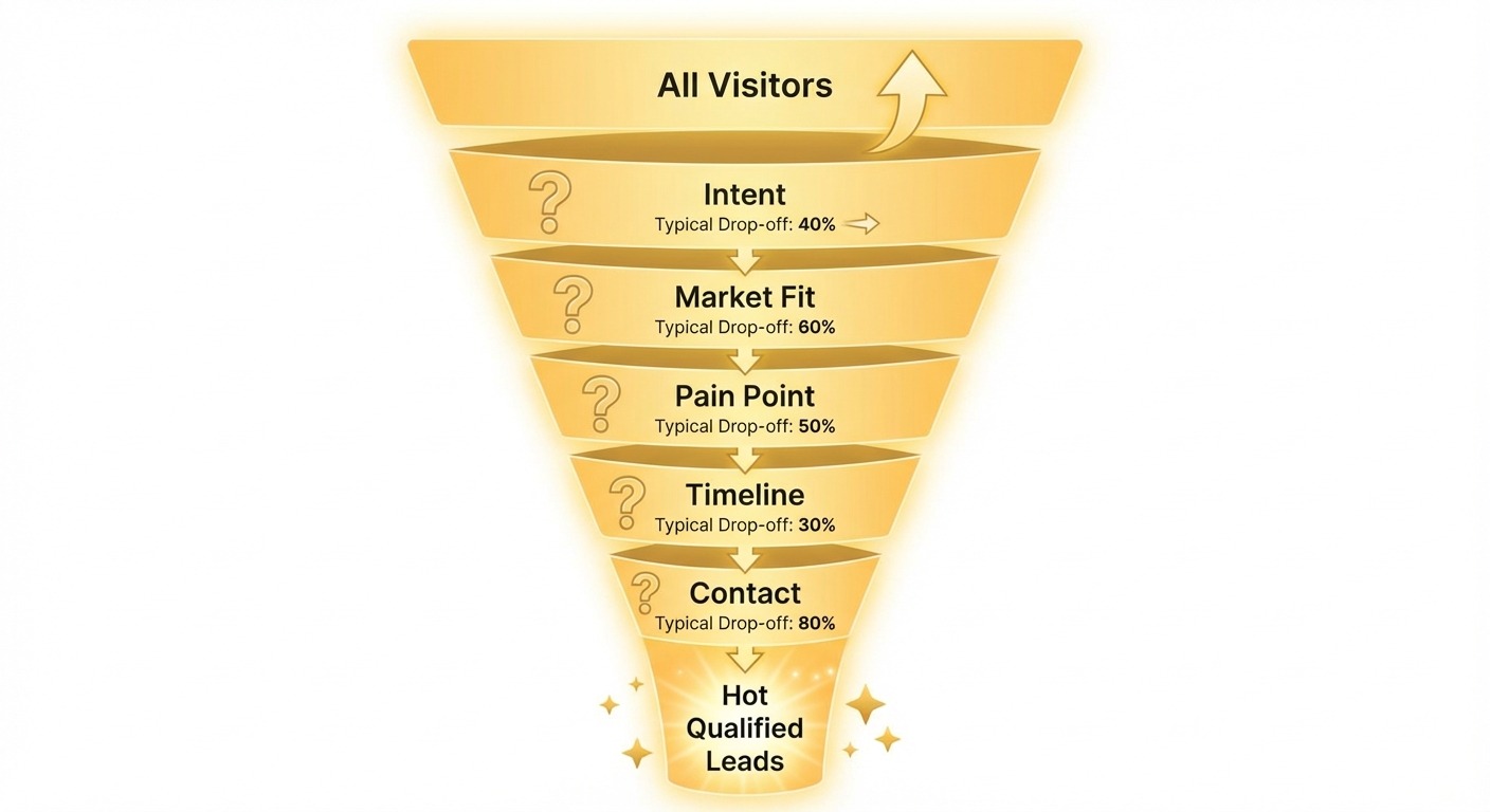 Funnel diagram showing qualification flow - Wide top 