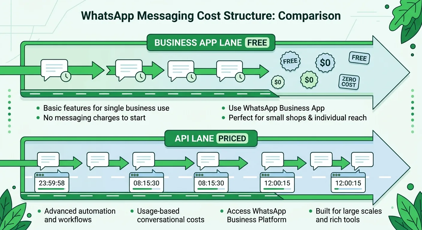 WhatsApp Coexistence Pricing Lanes - Business App Free vs API Priced - ChatMaxima