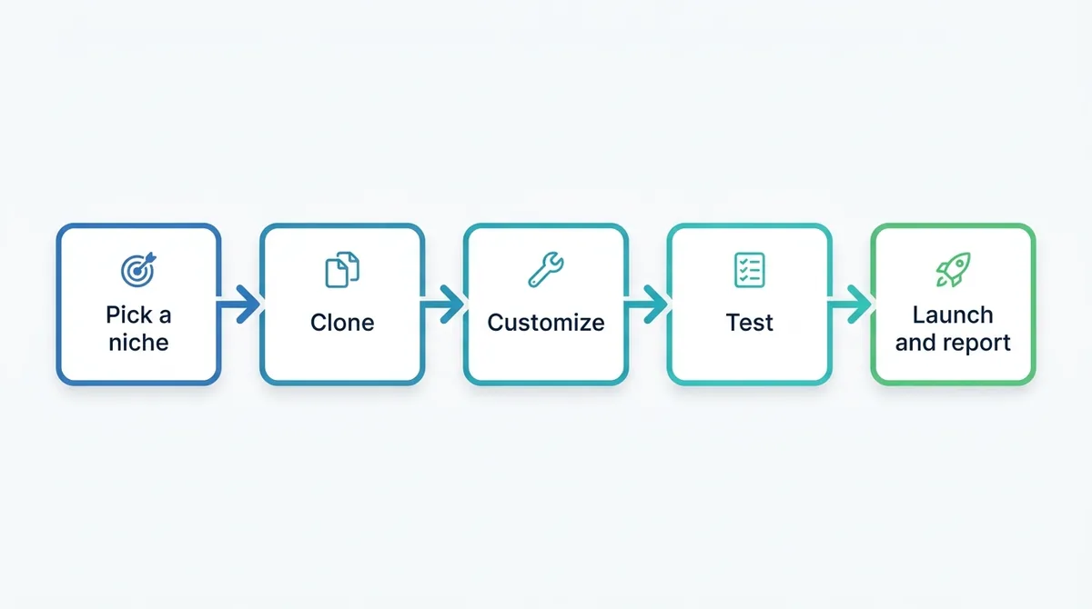How to resell an AI agent template: pick a niche, clone, customize, test, launch and report - ChatMaxima
