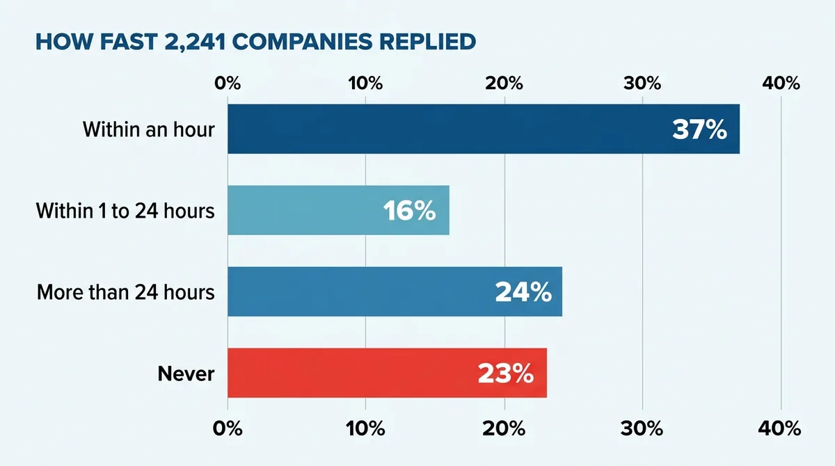 Speed to lead statistics: how fast 2,241 companies replied to leads - ChatMaxima